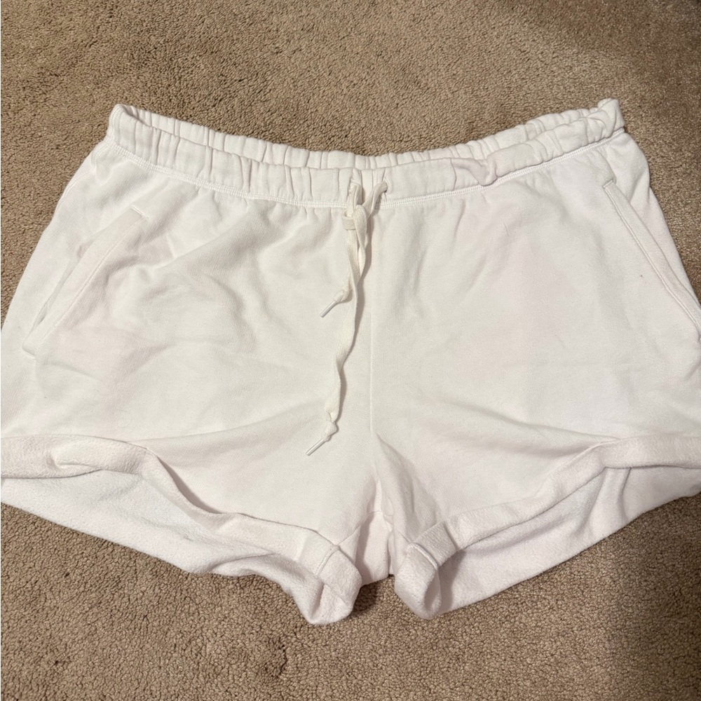 PINK Victoria's Secret White Elastic Waist Drawstring Shorts